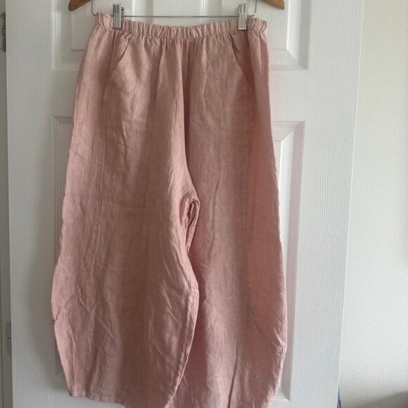 Italian Linen Two-Piece Set – Light Pink Tunic & Wide-Leg Pants – Made in Italy - Picture 9 of 12